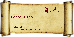 Mérai Alex névjegykártya
